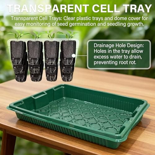 Seed Starter Tray with Grow Light, 2 Pack - 80 Cells Indoor Seeding Kit with Adjustable Humidity Dome, 10 Brightness Levels & Timer & Soil Hygrometer & Seedling Tools, All-in-readiness Seeding Kit view 3