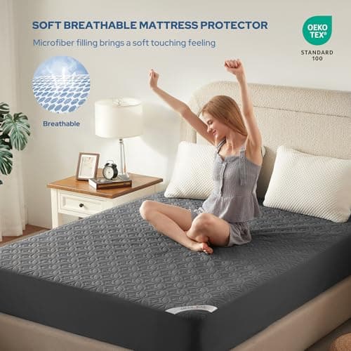 BEDLORE Waterproof Mattress Protector, Queen Size Mattress Pad Noiseless with Deep Pocket 6"-18" Depth, Soft Breathable Dirt-Proof Bed Mattress Cover Washable for Home, Bedroom, Hotel (Gray) view 3