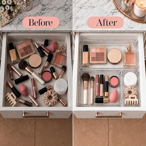 10 Pack Large Clear Drawer Organizer Trays, 3 Sizes, Non-Slip view 3
