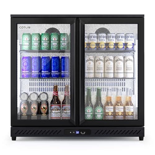 COTLIN 36 Inch Back Bar Cooler, Under Counter Beverage Refrigerator with LOW-E Glass, Free Standing Beverage Fridge, Adjustable Shelves, Drink Fridge for Beer, Wine, Soda, ETL and NSF Approved
