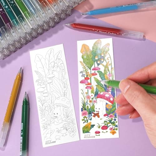 LET'S RESIN PAINT Jumbo Glitter Gel Pen Set,32 colors Metallic Shimmer Glitter Pens for Adult Coloring Books, Scrapbooking,Greeting Cards,DIY Crafts,Capped Sparkly Pens, Non-Toxic & Smooth view 6