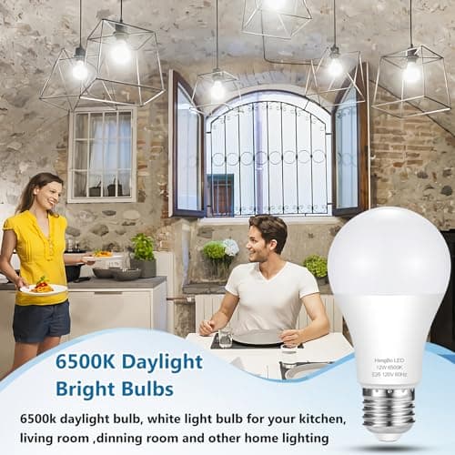 A19 LED Light Bulbs 100 Watt Equivalent, HengBo 6500K Daylight White Light Bulb, 12W 1200 Lumens, Non-Dimmable, E26 Standard Medium Base Super Bright Lamp for Bathroom Home Lighting (Pack of 4) view 4
