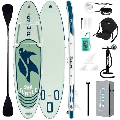 FunWater Inflatable Stand Up Paddle Board Ultra-Light Inflatable SUP Board Paddle Blow up Paddle Boards for Adults with SUP Advanced Accessories, Double-Ended Paddle, Seat, Pump, Backpack, Leash