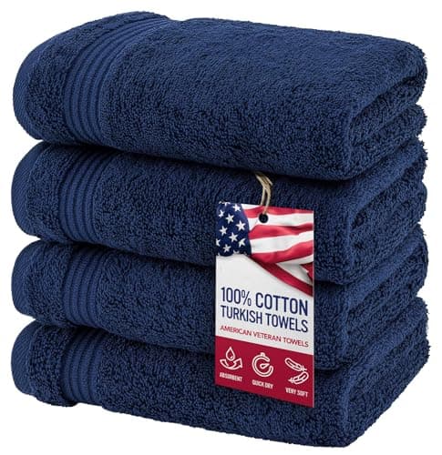 American Veteran Towel, Hand Towels for Bathroom Set of 4, 100% Cotton Turkish Hand Towel Sets, Soft Hand Face Towels, Navy Blue Hand Towels view 1