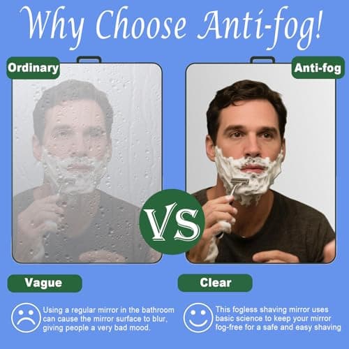 ZELIEVE Shower Mirror Fogless for Shaving Men Fog Free Anti Fog Bathroom No Fog Proof Anti-Fog Hanging Shatterproof RV (9” x 7”) view 2