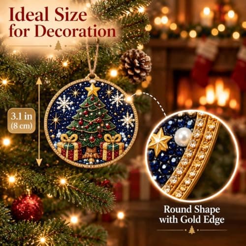 12PCS DIY Christmas Ornaments  Pearl Diamond Art Kits for Adults view 5