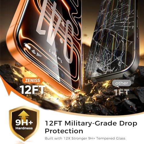 NeverBreak 9H+ Hardness for iPhone 17 Pro Screen Protector 12FT Military Grade Protection (Scratch, Shatter, Drop Resistance) Tempered Glass Full Edge Coverage 6.3" 2025, 2 Pack with De-Bubble Card view 5