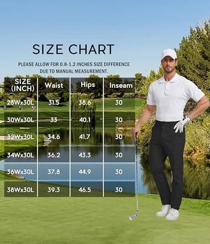 NATUVENIX Golf Pants Men Stretch Work Dress Pants Lightweight 30" Slim Fit Business Casual Pants for Men with Pockets view 6
