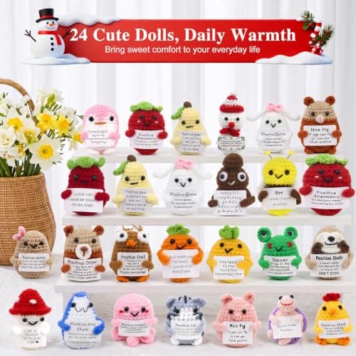 Advent Calendar 2026 Handmade Crochet Animals Plush Advent Calendar 24 Days Christmas Countdown Calendar with Positive Emotional Support Cards Gifts for Kids, Teens, Girls, Boys, Women, Men view 2