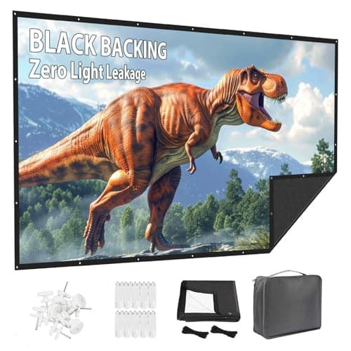 Projector Screen 100 Inch Outdoor: VOOPVOR Upgraded Black Backing Black Opaque - Portable Projection Screen Indoor - 16:9 Foldable Washable Wrinkle-Free for Home Theater Movies Cinema with Carry Bag — image 1