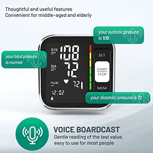 Blood Pressure Monitor Upper Arm Digital Blood Pressure Machine for Home Use with Backlit Display 8.7"-15.7" Cuff with Storage Bag view 4