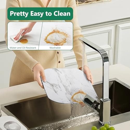 CLENAT Shelf Liner, Cabinet Liners for Kitchen Drawers Non-Adhesive, 11.8" W x 354.3" L Waterproof Plastic Paper, Durable EVA Cabinet Mat for Shelves, Refrigerator, Pantry, Cupboard, Ribbed Marble view 5