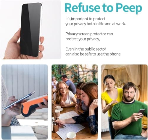 PEHAEL 3+3 Pack for iPhone 17 Pro Max Privacy Screen Protector with Camera Lens Protector Full Coverage Anti-Spy Tempered Glass Film 9H Hardness Easy Installation Bubble Free [6.9 inch] view 7