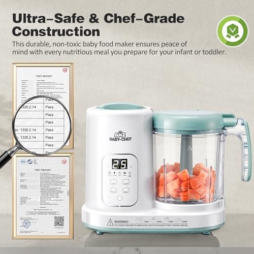 Baby Food Maker Pro Steamer Blender: 4 in 1 Auto Steam Blend and Puree Maker with Self-Clean for Healthy Baby and Toddler Meal Prep - BPA-Free White+Green view 7