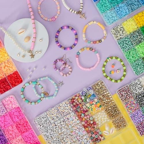Sunlode 30,000Pcs Clay Beads Bracelets Making Kit, Beads for Bracelets 6 Boxes Bead for Jewelry Making Kit Friendship Bracelet Gifts Trendy Stuff Letter Bead Craft Adult view 2