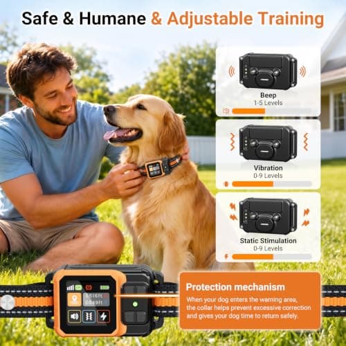 GPS Wireless Dog Fence System, Circular & Custom Boundary, No Subscription | 3 Training Modes:Beep/Vibration/Static, 49-6561FT Range, IPX7 Waterproof, Wireless Collar for Large Medium Dogs, Outdoor Use view 3