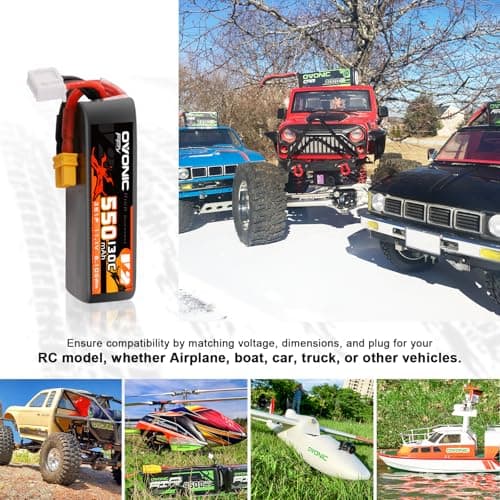 OVONIC 550mAh 11.1V 3S Lipo Battery 130C Soft Case with XT30 Connector for RC Cars, Trucks, Planes, Drones – 4 Pack view 5