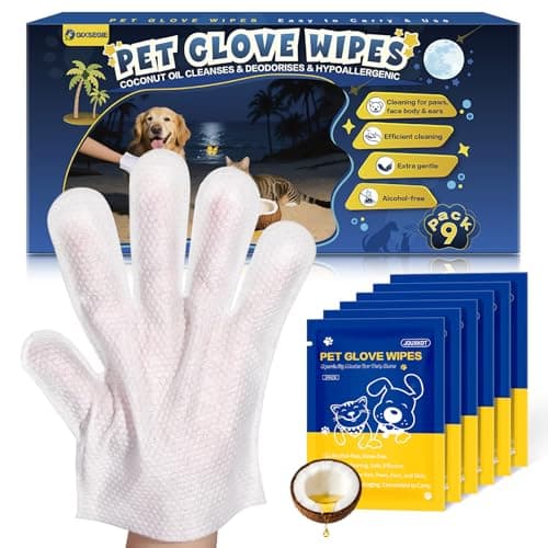 GIXSEGIE Pet Glove Wipes for Dogs and Cats, Deodorizing Cleaning Gloves, Hypoallergenic Coconut Oil Grooming Wipes, Individually Wrapped, for Pet Dry Cleaning, Daily Care and Travel, 9 Pcs — image 1