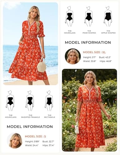 GRACE KARIN Womens Summer Floral Maxi Dress 2026 Casual Ruffle Short Sleeve Boho Dress A Line Flowy Dresses with Pockets view 4