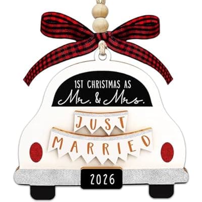 First Christmas Married Ornament 2026, Our First Christmas As Mr and Mrs Christmas Ornament - Bridal Shower Gift, Marriage Gifts, Wedding Gifts for Couples, Gift for Newlyweds