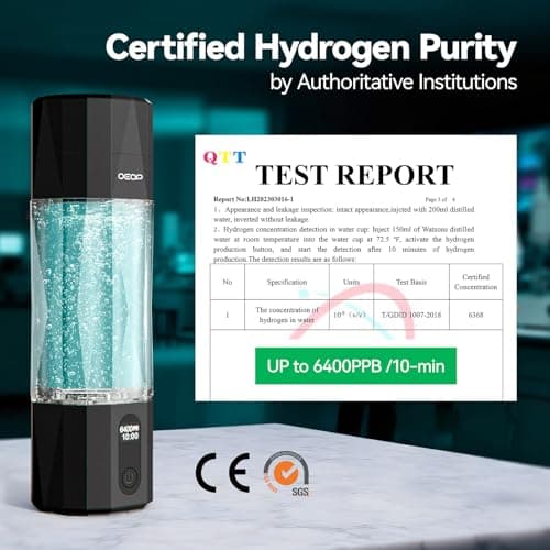 OEOP Upgrade Hydrogen Water Bottle - 6400PPB Hydrogen Water Generator, SPE/PEM Certified, 7oz Portable Hydro Water Machine, Perfect for Gym/Travel/Office & Gifts for Friends/Family view 5