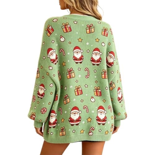 Christmas Sweaters for Women Thermal Santa Pattern Fleece view 4