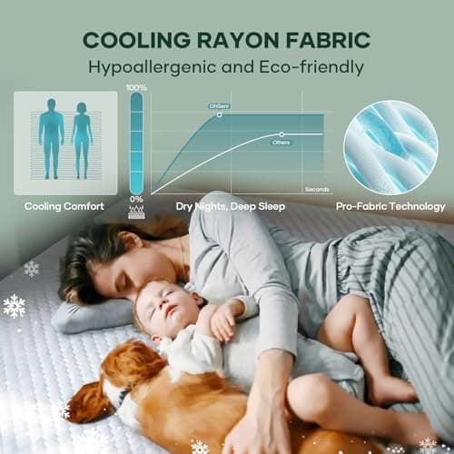 OhGeni 100% Waterproof King Size Mattress Protector, Soft Mattress Pad, Fits 6"-20" Mattresses with Deep Pocket, Cooling, Breathable Fitted Sheets, Soft Bed Cover, Noiseless, Machine Washable view 4