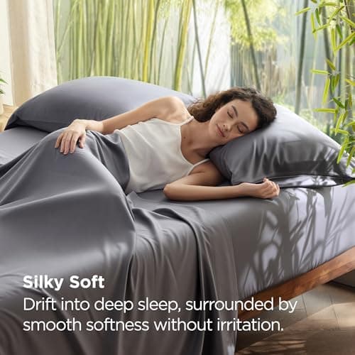 Bedsure Zipper Pillow Cases Queen, Cooling Pillow Cases Queen Size Set of 2, Rayon Derived from Bamboo Cooling Pillowcases for Hot Sleepers, Soft & PureWoven Pillow Covers, Dark Grey, 20x30 Inches view 5