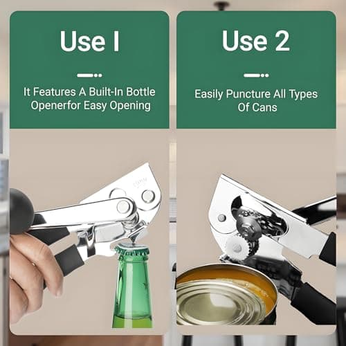 ELESULTRA Commercial Can Openers Manual - Hand Crank Can Opener Heavy Duty With Comfortable Extra-Long Handles Swing Away Can Opener for Seniors 3 In 1 Large Handheld Can Open With Ergonomic Handle view 5