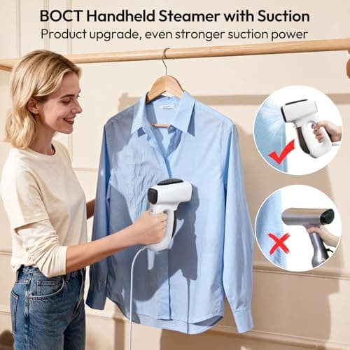 3500Pa Vacuum Steamer for Clothes - 2 in 1 Portable Suction Handheld Vacuum Iron, 30s Rapid Preheating, Auto-off, Light Steamer for Travel/Home, Fathers Day Dad Gifts view 3