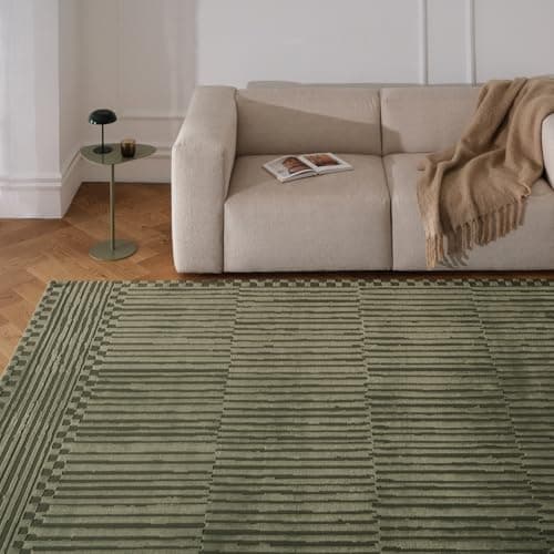 Revival Rugs Soloba 7'10"x10' Washable Area Rug for Living Room Bedroom - 100% Recycled Oeko-TEX Certified, Medium Pile, Green view 1