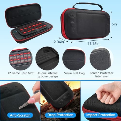 Switch 2 Accessories Bundle for Nintendo Switch 2 2025 Console, 16-in-1 Kit:Carrying Case,Dockable Protective Shell,Grip for Joycon, for Game Boy Advance Games view 3