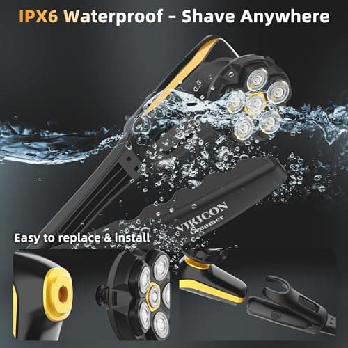 Back Shaver for Men: Long Foldable Handle Electric Back Razor with 6D No-Scratch Shaving - Waterproof Grooming Kit for Body/Beard/Head/Face Hair Removal, Gifts for Husband Dad (Black) view 4