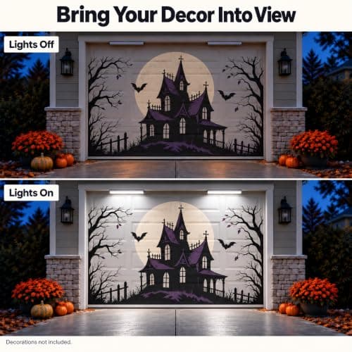 2-in-1 Garage Door Christmas Lights, LED Garage Door Lights for 7x8FT Christmas Covers, Plug-in Decorative Lighting, Easy Installation, Soft White Light for Magnets & Banners (Cover Not Included) view 5