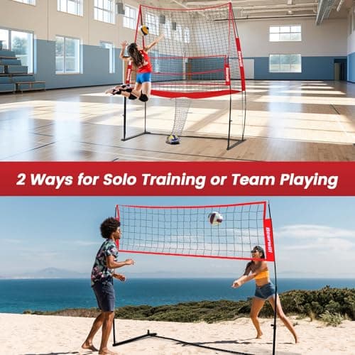 Bearwill Volleyball Training Equipment, Volleyball Practice Net System Update Freely Adjustable, Portable Volleyball Net for Backyard Indoor Outdoor Hitting Serving Passing Practice view 5