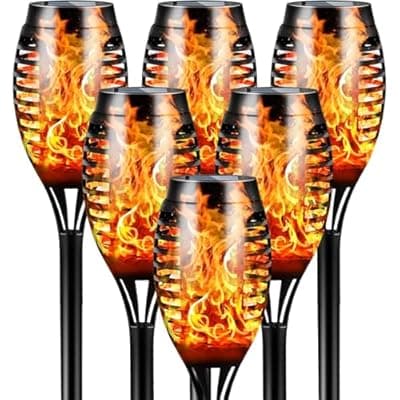 Otdair Solar Lights Outdoor Waterproof, 12LED Tiki Torches for Outside with Flickering Flame, Solar Torch Light for Garden, Patio, Yard, Pathway, 6 Pack