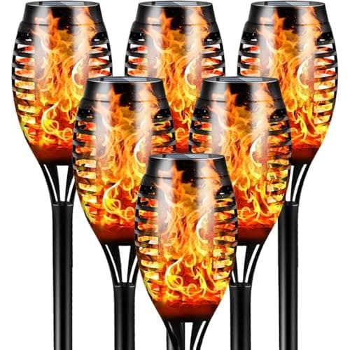 Otdair Solar Lights Outdoor Waterproof, 12LED Tiki Torches for Outside with Flickering Flame, Solar Torch Light for Garden, Patio, Yard, Pathway, 6 Pack — image 1
