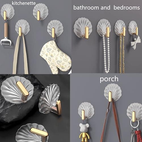 KetterlePPE 8 Pcs Bathroom Hooks, Self Adhesive Towel Hook/Wall Hooks for Office/Kitchen/Porch/Bedroom - Clear Waterproof view 3