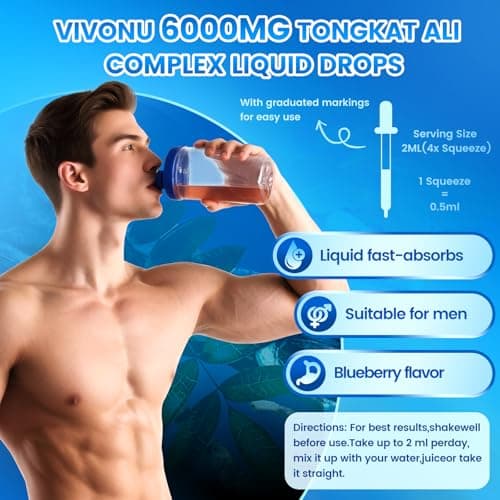 VivoNu Tongkat Ali Liquid Drops with Shilajit* for Men, Turkesterone, Fadogia Agrestics, Magnesium Zinc & Boron, Berry Flavor Herbal Supplements* for Energy*, Immune* Health view 6