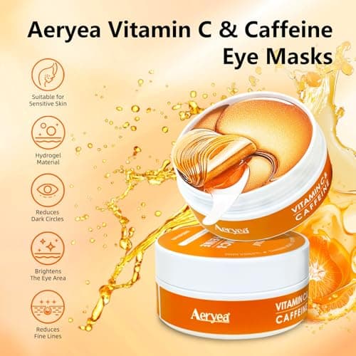 Under Eye Patches with Vitamin C & Caffeine 30 Pairs for Dark Circles, Fine Lines and Puffiness, with Niacinamide Hydra-Gel Collagen, Skin Care for Men & Women view 5