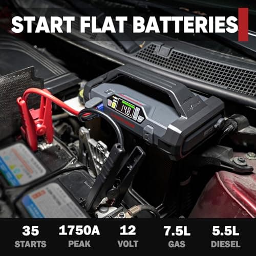 LOKITHOR JA400 1750A 12V Jump Starter with Air Compressor, 60W Two-Way Fast Charing, Lithium Car Battery Starter with 150PSI Digital Tire Inflator, Booster Pack for 7.5L Gas or 5.5L Diesel Engines view 2