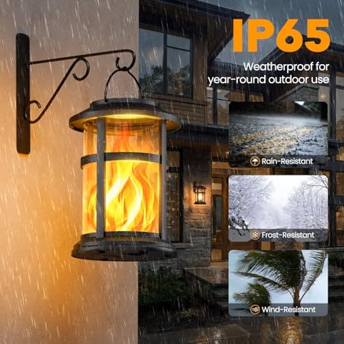 Otdair 4 Pack Solar Lanterns Outdoor Waterproof, Upgraded Flickering Flame Hanging Solar Lights for Outside, Solar Powered Lantern for Patio Yard Garden Porch Decor, Gift for Mom Housewarming view 4