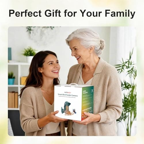Minikey Smart Bird Feeder with Camera Outdoor Birdhouse, 4MP Ultra HD & AI Identify 11000+ Species, 2L Large Capacity, Solar Powered with App Arrived Alerts, Ideal Bird House Gifts for Mom Dad view 2