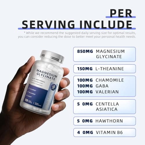 iMATCHME Magnesium Glycinate 850mg Capsules with L-Theanine, Chamomile & GABA for Sleep, Calmness, Muscle, Bone Health & Immune Support, Magnesium for Women and Men, Vegan, High-Absorption, 120 Count view 2