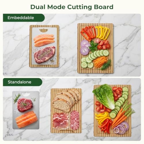 Glue Free, Plastic Free Zebra-Stripe Bamboo Pure Titanium Cutting Board Set view 4