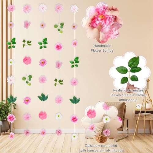 Biutee 6 PCS Hanging Flower Garlands 6FT Artificial Flowers Hanging Decorations Floral Hanging Garland with Hooks Fake Flower Vines for Halloween Fall Wedding Party Baby Shower Home Decorations view 3