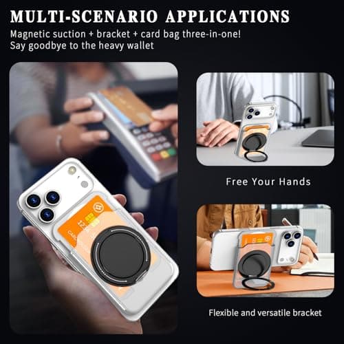 Ofmeow Wallet Kickstand for Phone Compatible with Mag-Safe Adjustable Lightweight Wallet Stand Magnetic Card Holder with Grip for iPhone 12 to iPhone 17 & Others Phone view 6