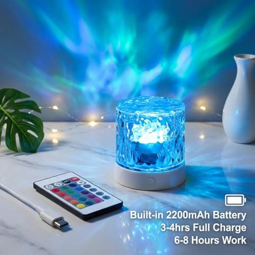 Liedrg Rechargeable Cordless LED Shower Light, 3D Ocean Wave Water Ripple Projector for Bathroom Bathtub Spa view 2