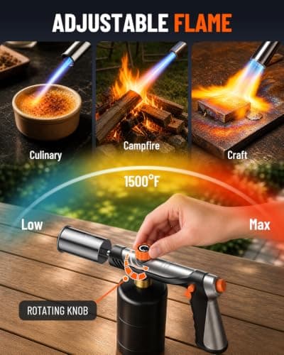 Propane Torch Gun, 3272°F Adjustable Flame Thrower with One-Touch Max Fire view 3
