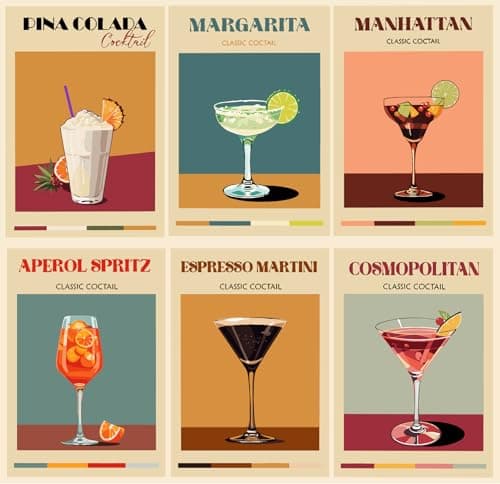 APTDYIGL 6 Pack Paint by Numbers for Adult,Cocktail Paint by Numbers Kit for Adults Beginners,DIY Paint by Numbers Acrylic Paint CanvasPainting Kits Art,Home Wall Decor, 9.8X13.7 inch(Without Frame) — image 1